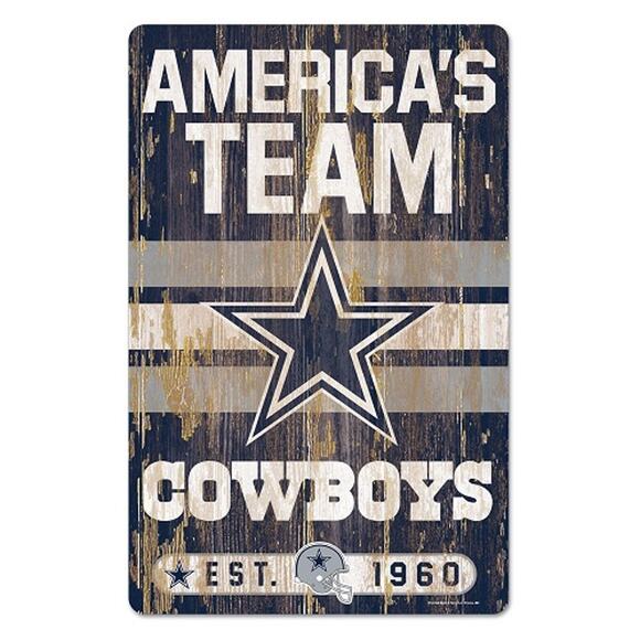 NFL Dallas Cowboys Wood Sign 11" x 17" Slogan Distressed Man Cave Football Blue - Picture 3 of 3